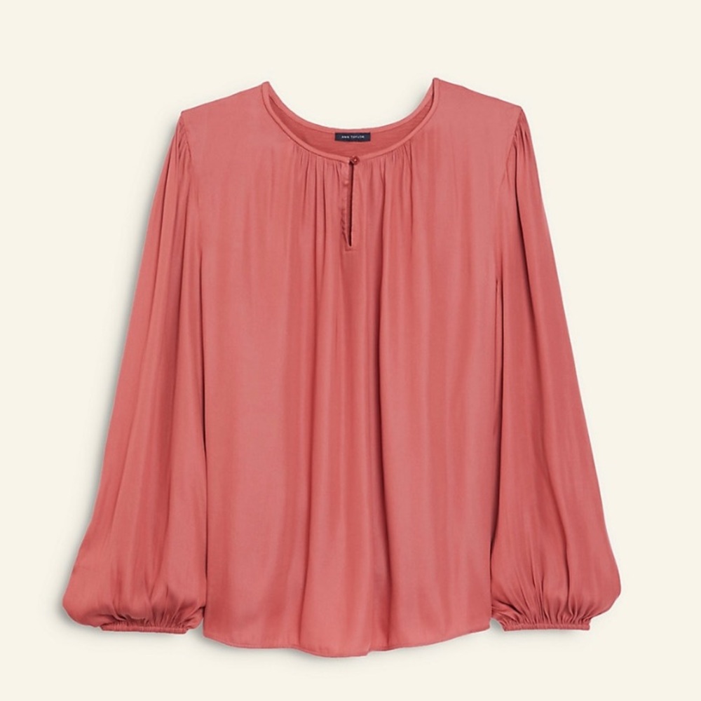 Ann Taylor keyhole mixed media top - Picture 1 of 4